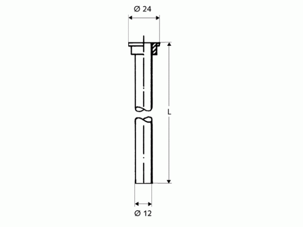 Schell Kupferrohr 3/4" Lötnippel d:12mm 500mm chrom