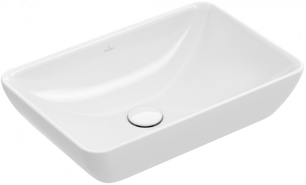 Villeroy & Boch Halbeinbau-AWT Venticello 4113 550x 360mm ohne Hahnloch mit Überlauf Eckig Stone Whi