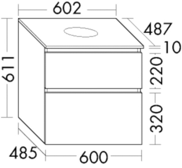 Burgbad Waschtischunterschrank Lin20 Acryl/Lack Matt 611x602x487 Weiß Matt, WWYI060F5375