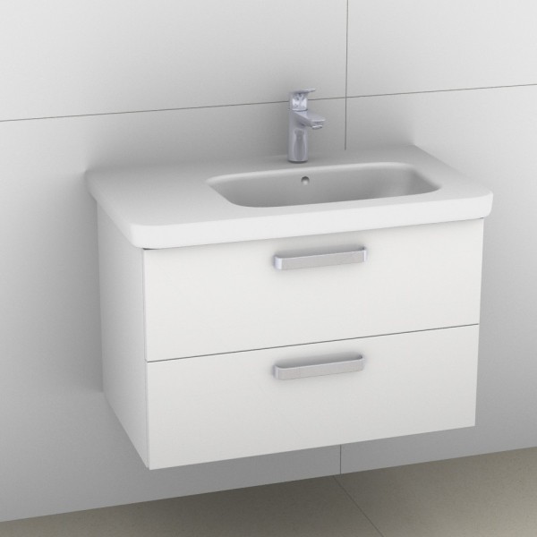 Artiqua 411 Waschtischunterschrank für DuraStyle 232680 Becken rechts Weiß Glanz, 411-WU2L-D43-7050-