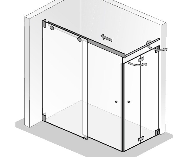 HSK K2.19 Gleittür 2-teilig mit Drehfalttür