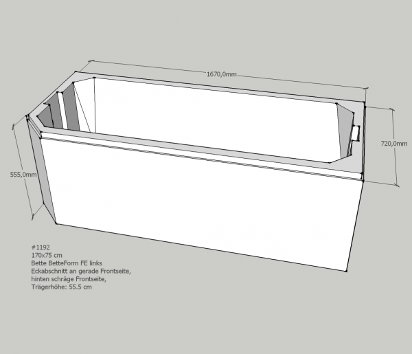 Neuesbad Wannenträger für Bette Profi-Form (g) 170x75 Kopfende re/Fußende li
