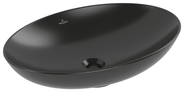 Villeroy & Boch Aufsatzwaschbecken Loop&Friends 620x 420mm Oval ohne Überlauf Pure Black CeramicPlu