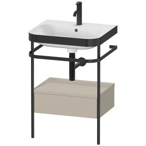 Duravit Happy D.2 Plus c-bonded Set mit Metallkonsole und Schubkasten Taupe Seidenmatt 575x490x850 m