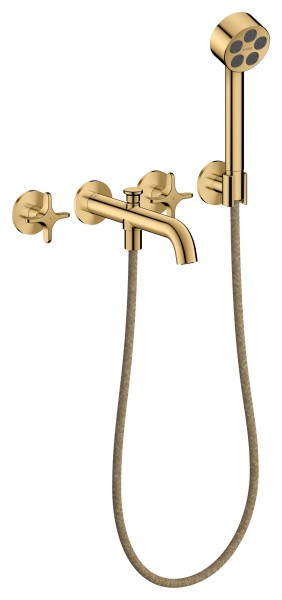Hansgrohe 3-Loch Wannenarmatur AXOR One Unterputz Wandm.Handbrause Kreuzgr. polished gold optic , 4