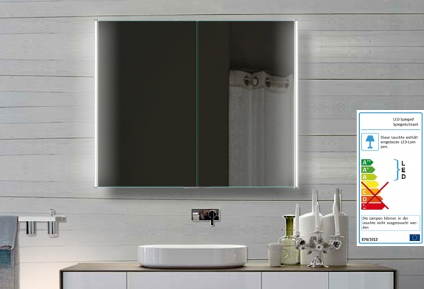 Neuesbad LED Spiegelschrank mit lichtleitendem Acrylstreifen, B:800, H:720, T:130 mm