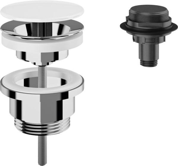 KWC Aquarotter Haubenablaufventil, RONDA, G1 1/4B, Messing verchromt, Haube weiß, 2030057339