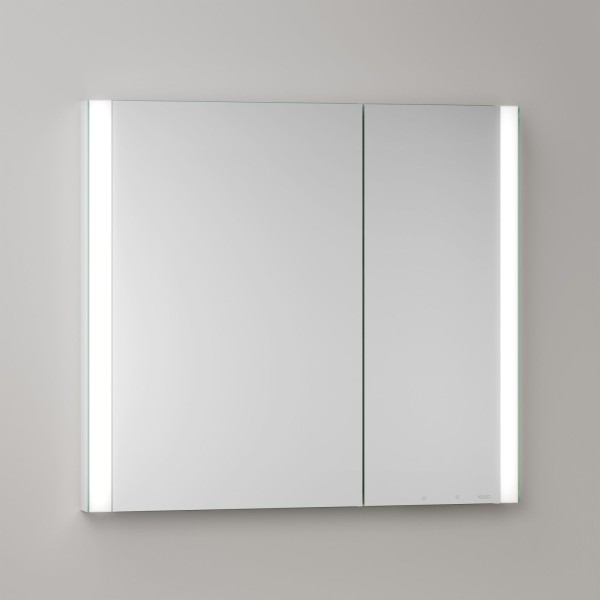 KEUCO Royal Atlas LED Spiegelschrank 80 x 71 x 11,5 cm mit 2 Türen, asymmetrisch, Spiegelheizung, Un