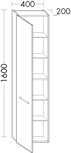 Burgbad Hochschrank Crono HGL 1600x400x200 Salbeigrau Hochglanz, HSGM040LF5953