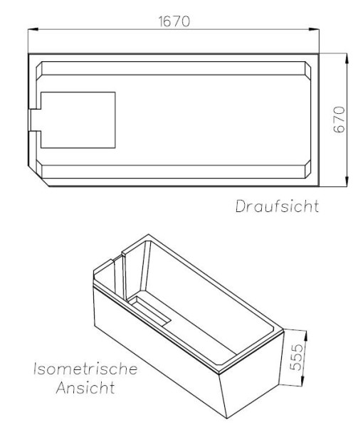 Neuesbad Wannenträger für Bette Profi-Form 170x70 Fußende li