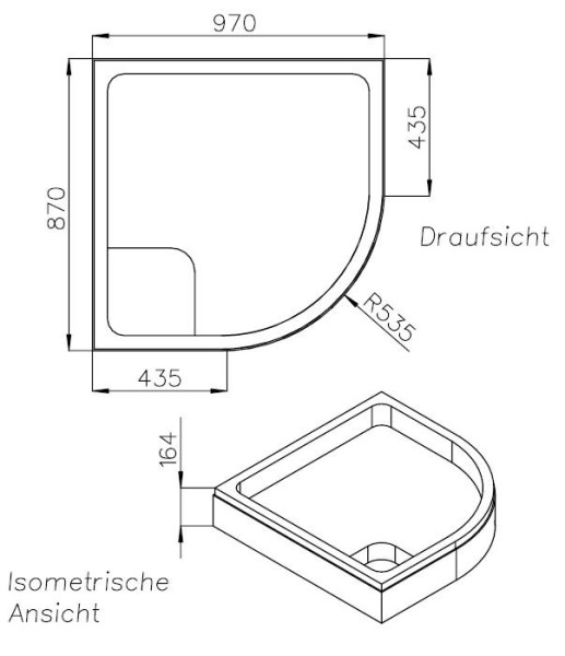 Neuesbad Wannenträger für Polypex Lagune 100 100x100x6 Viertelkreis