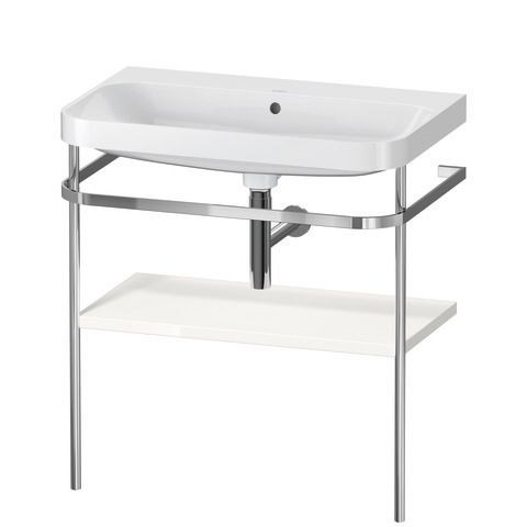 Duravit Happy D.2 Plus c-shaped Set mit Metallkonsole Weiß Hochglanz 775x490x850 mm - HP4837N2222