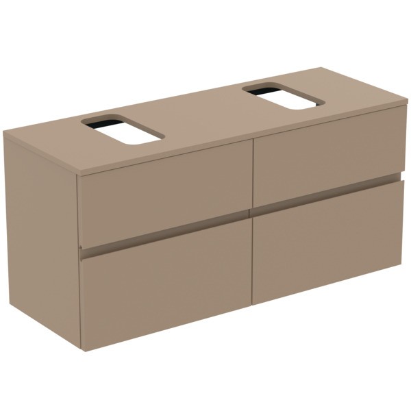 Ideal Standard Waschtischunterschrank Finesse Ausschnitt r/l 1202x440x558mm 4 Auszüge Greige matt, E