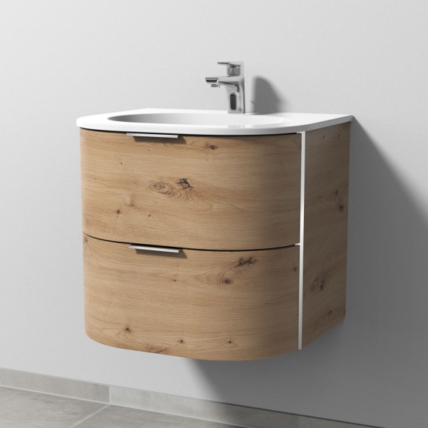 Sanipa 4balance Keramik-Set mit 2 Auszügen, Eiche Natural-Touch, DG40185