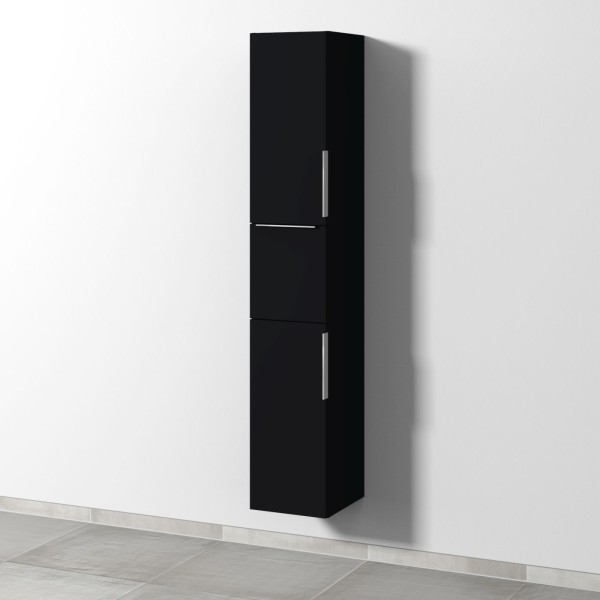 Sanipa 3way Hochschrank mit 2 Türen und 1 Auszug, Schwarz-Matt