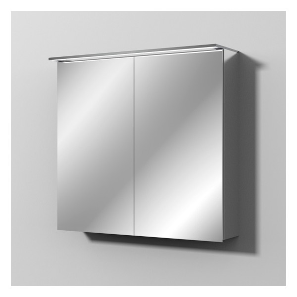 Sanipa Reflection Aluminium-Spiegelschrank ADAM 80 mit LED-Aufsatzleuchte, AU1529Z