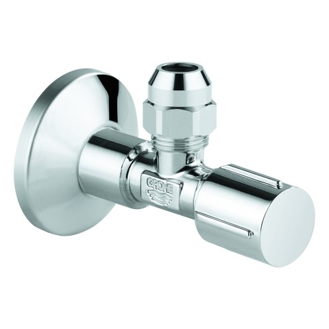 Grohe Eckventil 22039 1/2x3/8'' Rosette Metallgr. selbstd. Quetschv. 10mm chrom, 22039000