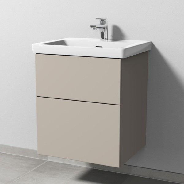 Sanipa 3way Waschtischunterbau zu Villeroy & Boch Subway 3.0 Waschtisch mit 2 Auszügen, Kaschmir-Mat