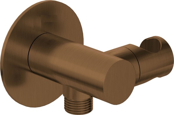 Neuesbad Serie 600 Wandanschlussbogen mit verstellbarem Brausehalter, rund, bronze gebürstet