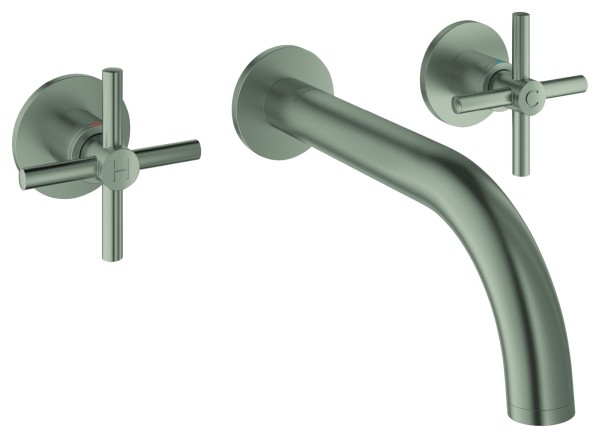 GROHE 3-Loch-Waschtisch-Batterie Atrio 20661 Kreuz-Griff satin steel, 20661MS0