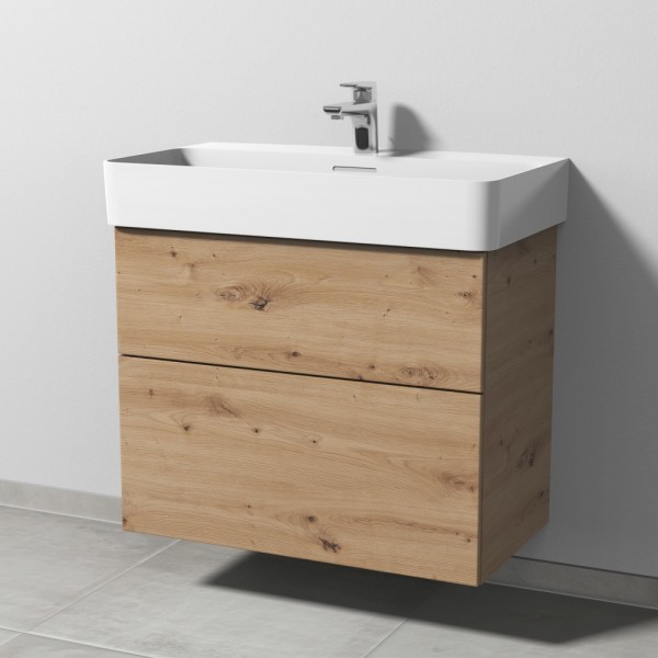 Sanipa 3way Waschtischunterbau zu Laufen VAL Waschtisch mit 2 Auszügen, Eiche Natural-Touch