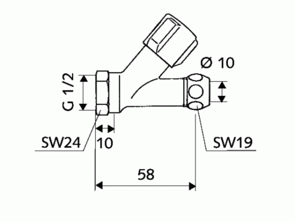 Schell Schrägsitzventil COMFORT 1/2"chrom mit Innengewinde kurze Bauform