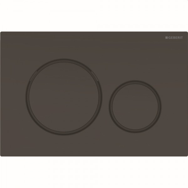 Geberit Betätigungsplatte Sigma20, 2-Mengen, schwarz glänzend, Design-Ringe schwarz matt, 11