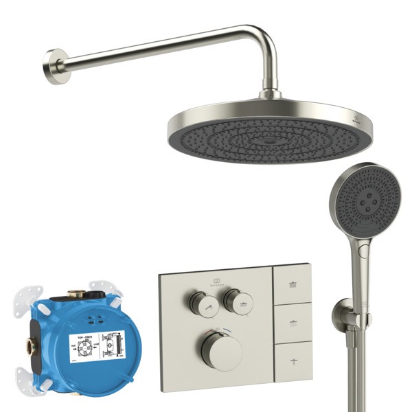 Ideal Standard Armaturen-Paket 01 Ceratherm Navigo Brausethermostat, KB, HB Silver Storm, A7892GN