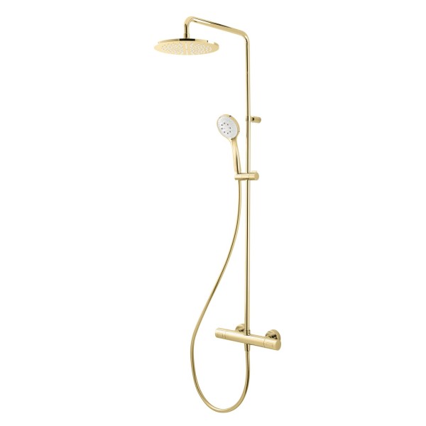 Herzbach LIVING SPA Duschsäule RB 250mm rund Multihandbrause PVD Gold, 30.988525.1.03