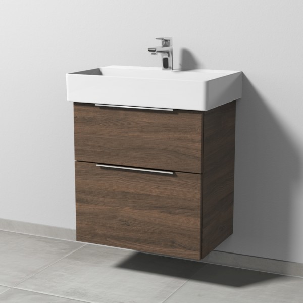 Sanipa 3way Waschtischunterbau zu Duravit Dura Square Waschtisch mit 2 Auszügen, Eiche-Arizona