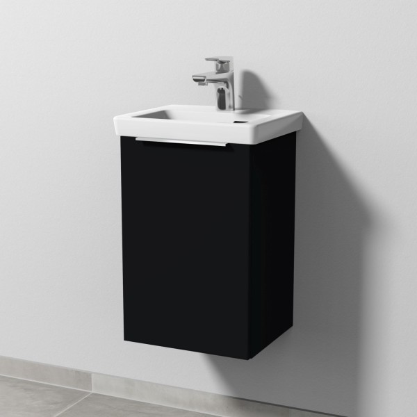 Sanipa 3way Waschtischunterbau zu Villeroy & Boch Subway 3.0 Waschtisch mit 1 Tür, Schwarz-Matt