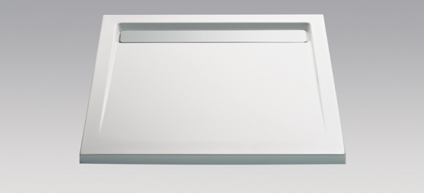 HSK Acryl Quadrat-Duschwanne super-flach 100 x 100 x 3,5 cm, mit integrierter Ablaufrinne