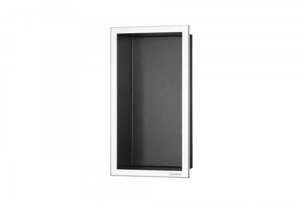 ESS BOX 10 Antrazit Wandnische 15x30x10 cm mit Rahmen Poliert, inkl. Rohbauset, BOX-15x30x10-PA