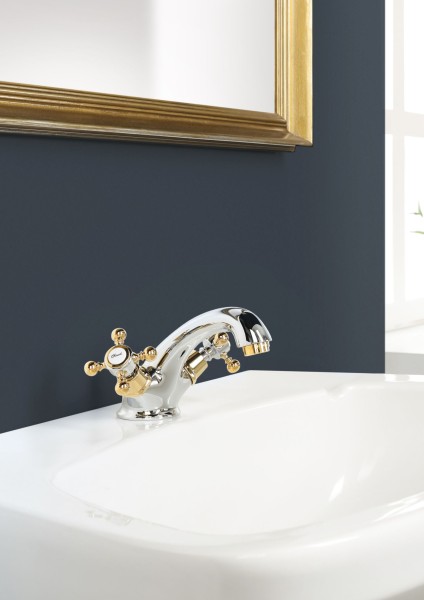 Herzbach Anais Waschtischbatterie, mit Ablauf chrom-Gold, 32.452000.1.02