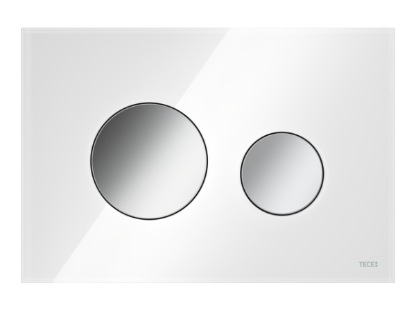 Tece loop WC-Betätigungsplatte Zweimengen Glas weiß glzd. Tasten Chrom glzd., 9240660
