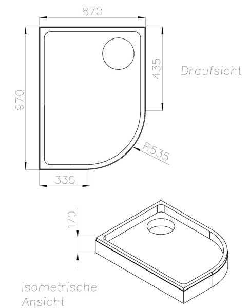 Neuesbad Wannenträger für Polypex Lagune 100x90x6 Viertelkreis re