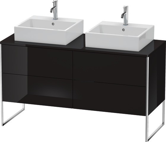 Duravit XSquare Konsolenwaschtischunterbau bodenstehend Schwarz Hochglanz 1400x548x778 mm - XS4926B4