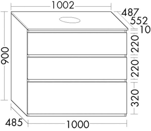 Burgbad Waschtischunterschrank Lin20 Melamin 900x1002x552 Eisblau Matt, WXOE100F5395