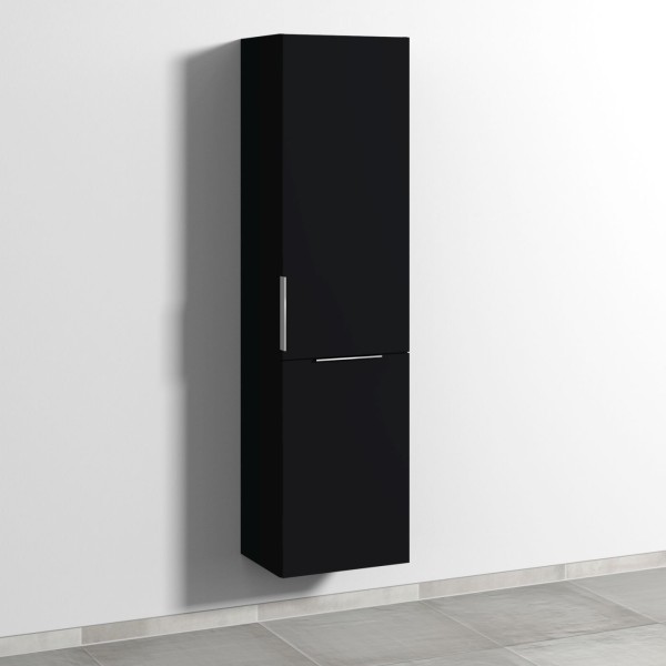 Sanipa 3way Stauraumschrank mit 1 Tür und 1 Wäschekorbklappe, Schwarz-Matt