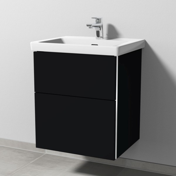 Sanipa 3way Waschtischunterbau zu Villeroy & Boch Subway 3.0 Waschtisch mit 2 Auszügen, Schwarz-Matt
