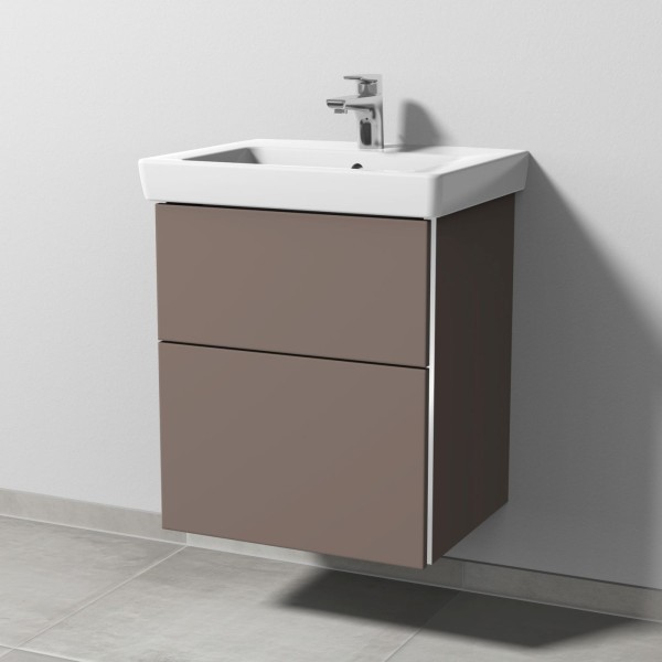 Sanipa 3way Waschtischunterbau zu Villeroy & Boch Subway 2.0 Waschtisch mit 2 Auszügen, Taupe-Matt