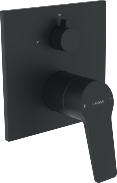 Hansa Einhandmischer FM-Set f. zwei Abgänge HANSATWIST, 8984 Rosette eckig Matt-Schwarz, 8984902333