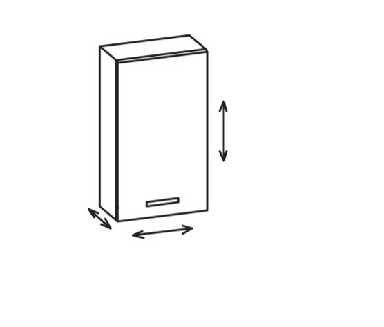 Artiqua 400 Variabler Wandschrank, Weiß Glanz, 400-OVT-1-44-R-7050-68