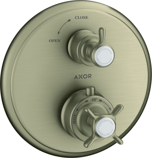 Hansgrohe Thermostat Unterputz Axor Montreux F-Set brushed nickel mit Absperrventil, 16800820