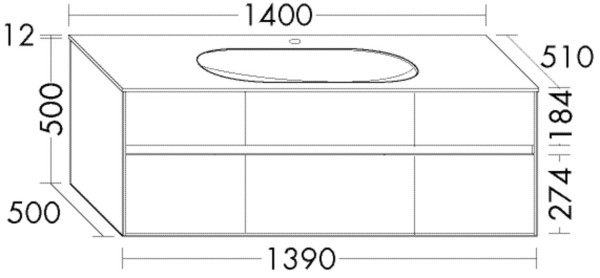 Burgbad Glas Waschtisch-Set rc40 Eiche Authentic/Lichtgrau Hochglanz, SGAT140F4608A0131