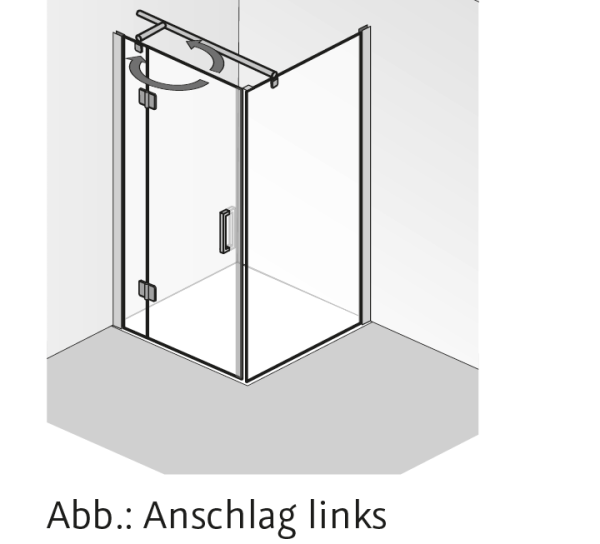 HSK Aperto Pro Drehtür pendelbar an Nebenteil mit Seitenwand