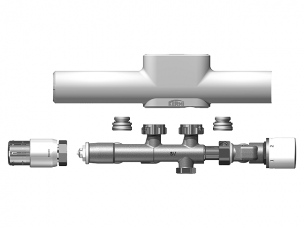 Kermi x-link plus Anschlussgarnitur für FBH, RAL 9016 SG, für Zweirohrsytem, ZV01680001