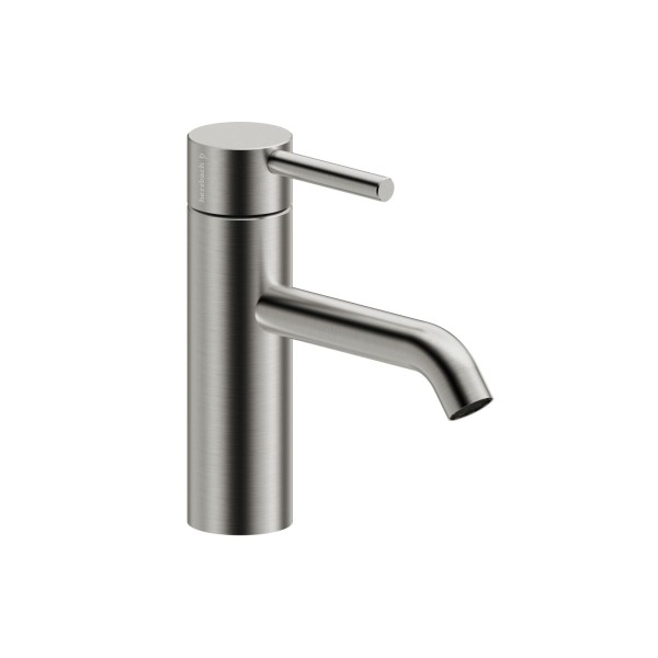 Herzbach DEEP iX Waschtischmischer M-Size 130mm Niederdruck mit PUSH-Ablauf Edelstahl, 18.023300.1.0