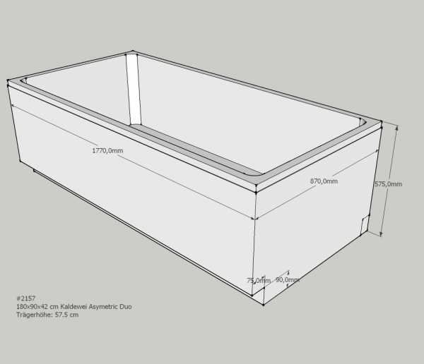 Neuesbad Wannenträger für Kaldewei Asymmetric Duo 180x90