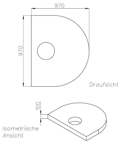 Neuesbad Wannenträger für Hoesch Muna (halbrund) 1000x1000x15
